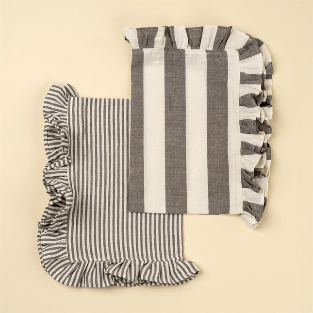 Ruffle Stripe Tea Towels, Grey