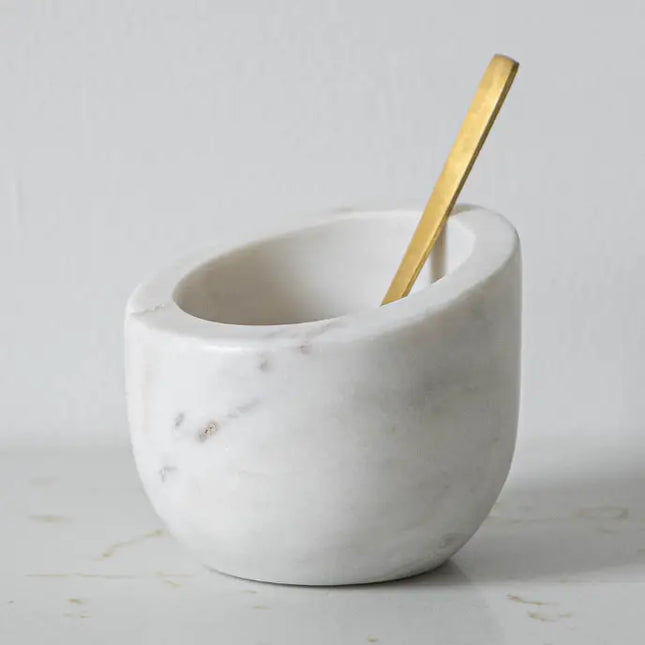 Marble Salt Cellar w/Gold Spoon