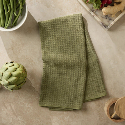 GEOMETRY Waffle Weave Truffle Tea Towel