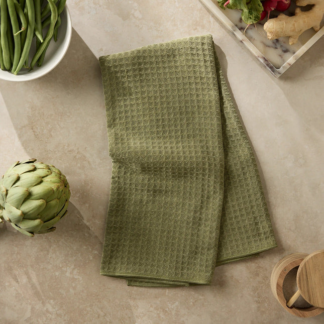 GEOMETRY Waffle Weave Truffle Tea Towel