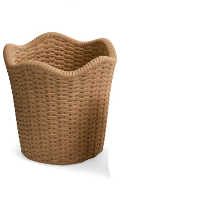 Rattan-Look Cement Planter