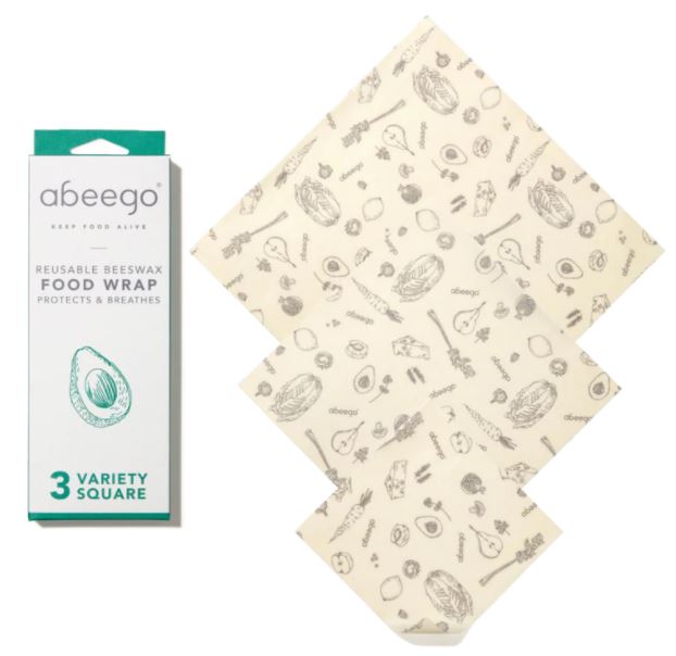ABEEGO NEW Beeswax Food Wraps, Squares Variety Pack