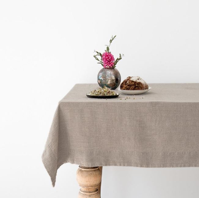 Linen Hemmed Tablecloth, Natural